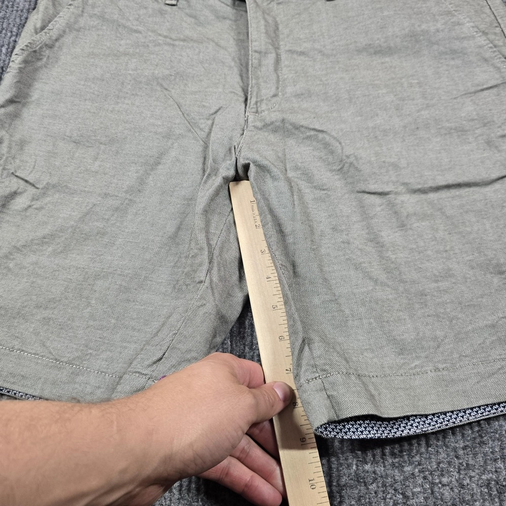 Ted Baker Shorts Mens 36 Gray Olive Stretch Chino Flat Front Casual 9" Inseam - Picture 8 of 12